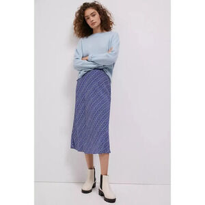 Diane von Furstenberg Mae Bias Midi Skirt Blue White Size